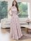 画像7: [送料無料][GINZA COUTURE]ホワイト×ブルー・ホワイト×ピンク・花柄・プリント・サテン・首元フリル・ウエストマーク・マキシ・アメリカンスリーブ・Aライン・ロングドレス[即日発送][大きいサイズあり] (7)
