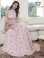 画像12: [送料無料][GINZA COUTURE]ホワイト×ブルー・ホワイト×ピンク・花柄・プリント・サテン・首元フリル・ウエストマーク・マキシ・アメリカンスリーブ・Aライン・ロングドレス[即日発送][大きいサイズあり] (12)