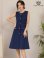 画像1: [送料無料][GINZA COUTURE]ネイビー・オレンジ・ピンク・ベージュ・ツイード・ノースリーブ・Aライン・ワンピース[即日発送][大きいサイズあり] (1)