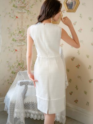 画像3: [送料無料][ERUKEI]ホワイト・ベージュ・ブラック・レッド・ピンク・イエロー・グリーン・ブルー・ツイード・タイト・膝丈・ミディアムドレス・ワンピース[即日発送][大きいサイズあり]