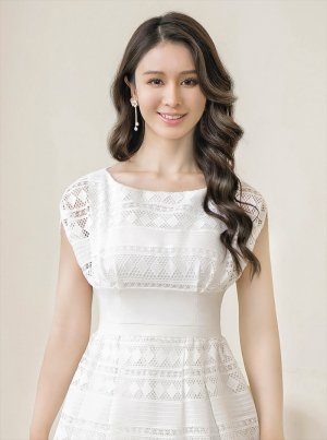 画像5: [送料無料][ERUKEI]ホワイト・ピンク・ネイビー・フレンチスリーブ・ケミカルレース・Ａライン・ミディアムドレス・ワンピース[即日発送][大きいサイズあり]