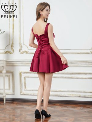 画像9: [送料無料][ERUKEI]レッド×ホワイト・アンゴラレッド・アイボリー×ブラック・ドット・ワンカラー・ノースリーブ・フロントジップ・バックスピンドル・Aライン・フレア・ミニドレス・ワンピース[即日発送][大きいサイズあり]