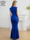 画像3: [送料無料][ERUKEI]ロイヤルブルー・ホワイト・ネイビー・ワンカラー・シンプル・胸元スリットカット・ノースリーブ・ストレッチ・タイト・マーメイド・ロングドレス[即日発送][大きいサイズあり] (3)