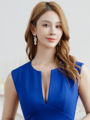 画像4: [送料無料][ERUKEI]ロイヤルブルー・ホワイト・ネイビー・ワンカラー・シンプル・胸元スリットカット・ノースリーブ・ストレッチ・タイト・マーメイド・ロングドレス[即日発送][大きいサイズあり]