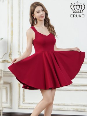 画像8: [送料無料][ERUKEI]ホワイト・レッド・ワンカラー・シンプル・ノースリーブ・Aライン・フレア・ミニドレス・ワンピース[即日発送][大きいサイズあり]
