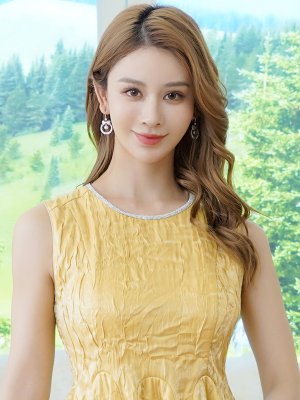 画像4: [送料無料][ERUKEI]イエロー・ホワイト・ワインレッド・ワンカラー・シャイニーサテン・シワ加工・ネックビジュー・シンプル・ノースリーブ・フレア・Aライン・ミニドレス・ワンピース[即日発送][大きいサイズあり]