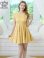画像6: [送料無料][ERUKEI]イエロー・ホワイト・ワインレッド・ワンカラー・シャイニーサテン・シワ加工・ネックビジュー・シンプル・ノースリーブ・フレア・Aライン・ミニドレス・ワンピース[即日発送][大きいサイズあり] (6)