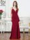画像1: [送料無料][ERUKEI]ワインレッド・ホワイト・グリーン・マスタード・ネイビー・ワンカラー・シンプル・キャミソール・Vカット・シアー・スリット・タイト・マーメイド・ロングドレス[即日発送][大きいサイズあり] (1)