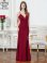 画像2: [送料無料][ERUKEI]ワインレッド・ホワイト・グリーン・マスタード・ネイビー・ワンカラー・シンプル・キャミソール・Vカット・シアー・スリット・タイト・マーメイド・ロングドレス[即日発送][大きいサイズあり] (2)