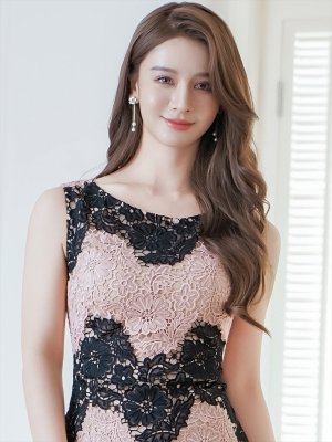 画像4: [送料無料][ERUKEI]ブラック×ピンク・バイカラー・ケミカルレース・総レース・タイト・ミディアムドレス・ワンピース[即日発送][大きいサイズあり]