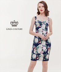 [送料無料][GINZA COUTURE]プリント・タイト・ニドレス・ワンピース[即日発送][大きいサイズあり]