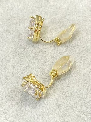 画像8: [ジュエリー][イヤリング]シルバー・ゴールド・クリアストーン・ビジュー・スクエアカット・イヤリング[即日発送]