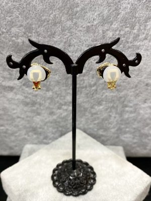 画像7: [ジュエリー][イヤリング]ゴールド×ホワイト・ゴールド×ブラック・フラワーモチーフ・ラインストーン・イヤリング[即日発送]