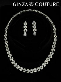 [アクセサリーセット]シルバー・ビジュー・ストーン・ネックレス・ピアス・アクセサリーセット[即日発送]