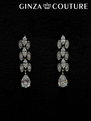 画像3: [アクセサリーセット]シルバー・ビジュー・ストーン・ネックレス・ピアス・アクセサリーセット[即日発送]