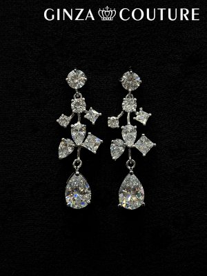 画像3: [アクセサリーセット]シルバー・ビジュー・ストーン・ネックレス・ピアス・アクセサリーセット[即日発送]