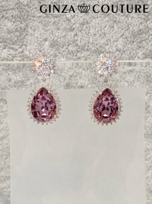 画像1: [ジュエリー][ピアス]シルバー×ピンク・シルバー×クリア・シルバー×ブルー・ドロップストーン・ゴージャス・スタッドピアス[即日発送]
