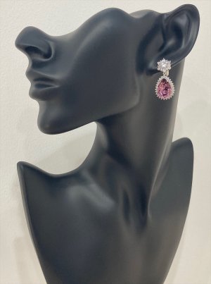 画像2: [ジュエリー][ピアス]シルバー×ピンク・シルバー×クリア・シルバー×ブルー・ドロップストーン・ゴージャス・スタッドピアス[即日発送]