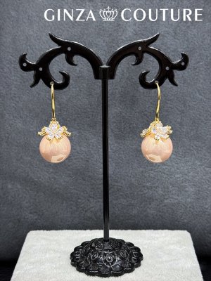 画像2: [ジュエリー][ピアス]ゴールド×ホワイト・ゴールド×ピンク・パール・ストーン・フックピアス[即日発送]