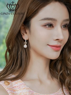 画像2: [ジュエリー][イヤリング]ゴールド×ホワイト・シルバー×ホワイト・ストーン・パール・イヤリング[即日発送]