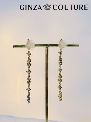 画像2: [ジュエリー][ピアス]ゴールド・シルバー・ストーン・ロング・スタッドピアス[即日発送]