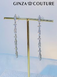 [ジュエリー][ピアス]シルバー・ゴールド・ストーン・ロング・スタッドピアス[即日発送]