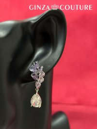 [ジュエリー][ピアス]シルバー×パープル・シルバー×イエロー・ストーン・揺れる・スタッドピアス[即日発送]