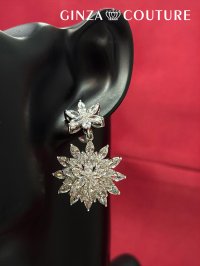 [ジュエリー][ピアス]シルバー・ゴールド・フラワーモチーフ・上品・ストーン・華やか・キラキラ・パーティー・ビジューピアス[即日発送]