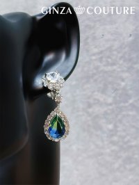 [ジュエリー][ピアス]シルバー×グリーン・シルバー×ピンク・グラデーション・ドロップストーン・スタッドピアス[即日発送]