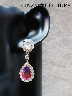 画像3: [ジュエリー][ピアス]シルバー×グリーン・シルバー×ピンク・グラデーション・ドロップストーン・スタッドピアス[即日発送]