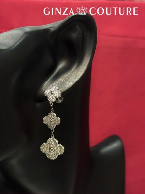 画像1: [ジュエリー][ピアス]シルバー・ゴールド・クローバーモチーフ・ロング・スタッドピアス[即日発送]