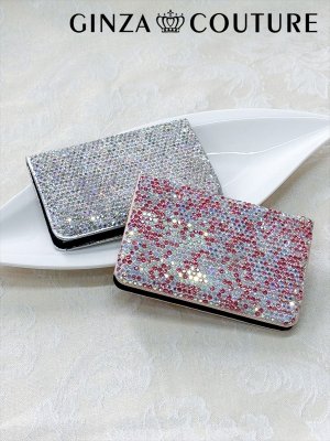 画像1: [カードケース]シルバー・ピンク・ラインストーン・名刺入れ・カードケース[即日発送]
