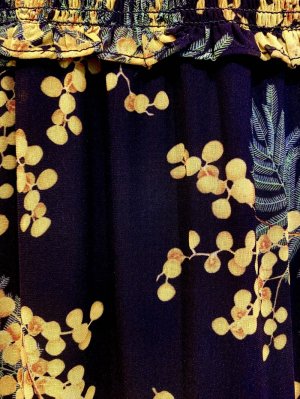 画像13: [送料無料][SETTAN]ブラック×ブルー・ホワイト×ブルー・ブラック×イエロー・フラワープリント・ティアード・フリル・プチハイネック・ミディアムドレス・ワンピース[即日発送][大きいサイズあり]