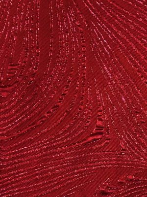 画像14: [送料無料][SETTAN]ブルー・ホワイト・アンゴラレッド・シンプル・ジャガード・ハイウエスト・フリルスリーブ・Vネック・Aライン・ロングドレス [即日発送][大きいサイズあり]