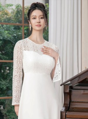 画像4: [送料無料][SETTAN]ホワイト・ロングスリーブ・レース・スパンコール・シンプル・Aライン・ミニドレス・ワンピース[即日発送][大きいサイズあり]