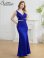 画像2: [送料無料][SETTAN]ロイヤルブルー・レッド・ホワイト・ワンカラー・ウエストカット・シンプル・Vネック・スリット・サイドスリット・マーメイド・ロングドレス[即日発送][大きいサイズあり] (2)