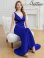 画像6: [送料無料][SETTAN]ロイヤルブルー・レッド・ホワイト・ワンカラー・ウエストカット・シンプル・Vネック・スリット・サイドスリット・マーメイド・ロングドレス[即日発送][大きいサイズあり] (6)