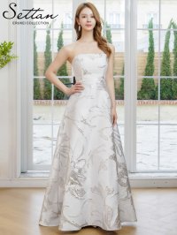 [送料無料][SETTAN]ホワイト×シルバー・ベージュ×ゴールド・レッド×ゴールド・ネイビー×シルバー・ベア・ジャガード・花柄・Aライン・スピンドル・ロングドレス[即日発送][大きいサイズあり]