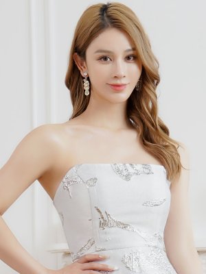 画像10: [送料無料][SETTAN]ベージュ×ゴールド・ホワイト×シルバー・レッド×ゴールド・ネイビー×シルバー・ベア・ジャガード・花柄・Aライン・スピンドル・ロングドレス[即日発送][大きいサイズあり]