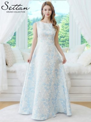 画像7: [送料無料][SETTAN]ピンク×シルバー・ブルー・ネイビー・花柄・ラメ・ノースリーブ・フレア・Aライン・ロングドレス[即日発送][大きいサイズあり]