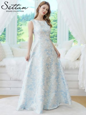 画像11: [送料無料][SETTAN]ピンク×シルバー・ブルー・ネイビー・花柄・ラメ・ノースリーブ・フレア・Aライン・ロングドレス[即日発送][大きいサイズあり]