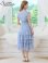 画像3: [送料無料][SETTAN]ブルー・パープル・花柄・総レース・プチハイネック・フリルスリーブ・ティアード・Aライン・ミディアムドレス・ワンピース[即日発送][大きいサイズあり] (3)