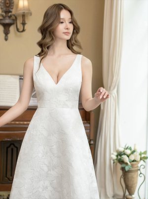 画像5: [送料無料][SETTAN]ホワイト・ピンク×シルバー・ネイビー・ピンク×ゴールド・ブルー・花柄・Vネック・フレア・Aライン・ロングドレス[即日発送][大きいサイズあり]