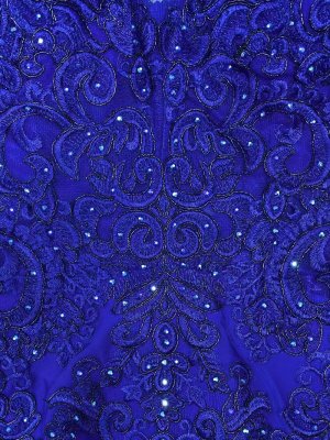 画像20: [送料無料][SETTAN]ベージュ・ワインレッド・ネイビー・ホワイト・ロイヤルブルー・エレガント・レース・金糸・ラインストーン・シアー・Aライン・ロングドレス[即日発送][大きいサイズあり]