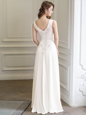 画像18: [送料無料][SETTAN]ベージュ・ワインレッド・ネイビー・ホワイト・ロイヤルブルー・エレガント・レース・金糸・ラインストーン・シアー・Aライン・ロングドレス[即日発送][大きいサイズあり]