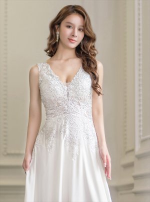 画像19: [送料無料][SETTAN]ベージュ・ワインレッド・ネイビー・ホワイト・ロイヤルブルー・エレガント・レース・金糸・ラインストーン・シアー・Aライン・ロングドレス[即日発送][大きいサイズあり]