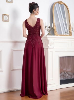 画像9: [送料無料][SETTAN]ベージュ・ワインレッド・ネイビー・ホワイト・ロイヤルブルー・エレガント・レース・金糸・ラインストーン・シアー・Aライン・ロングドレス[即日発送][大きいサイズあり]