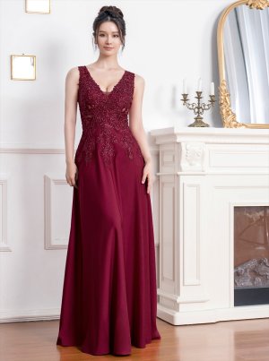 画像5: [送料無料][SETTAN]ワインレッド・ネイビー・ホワイト・ベージュ・ロイヤルブルー・エレガント・レース・金糸・ラインストーン・シアー・Aライン・ロングドレス[即日発送][大きいサイズあり]