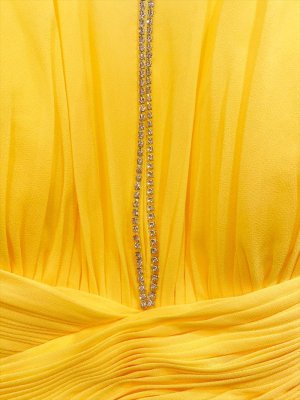 画像7: [送料無料][SETTAN]ホワイト・イエロー・レッド・ワンカラー・シフォン・胸元カット・ラインストーン・キャミソール・エレガント・Aライン・ロングドレス[即日発送][大きいサイズあり]