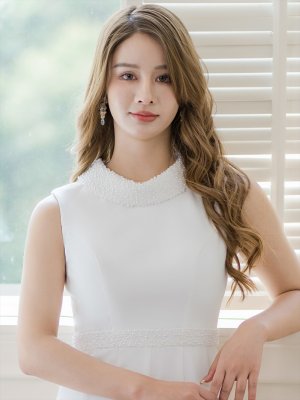 画像10: [送料無料][SETTAN]ネイビー・ホワイト・ブルー・ベージュ・首元パール・シンプル・ノースリーブ・Aライン・ひざ丈・ミディアムドレス・ワンピース[即日発送][大きいサイズあり]